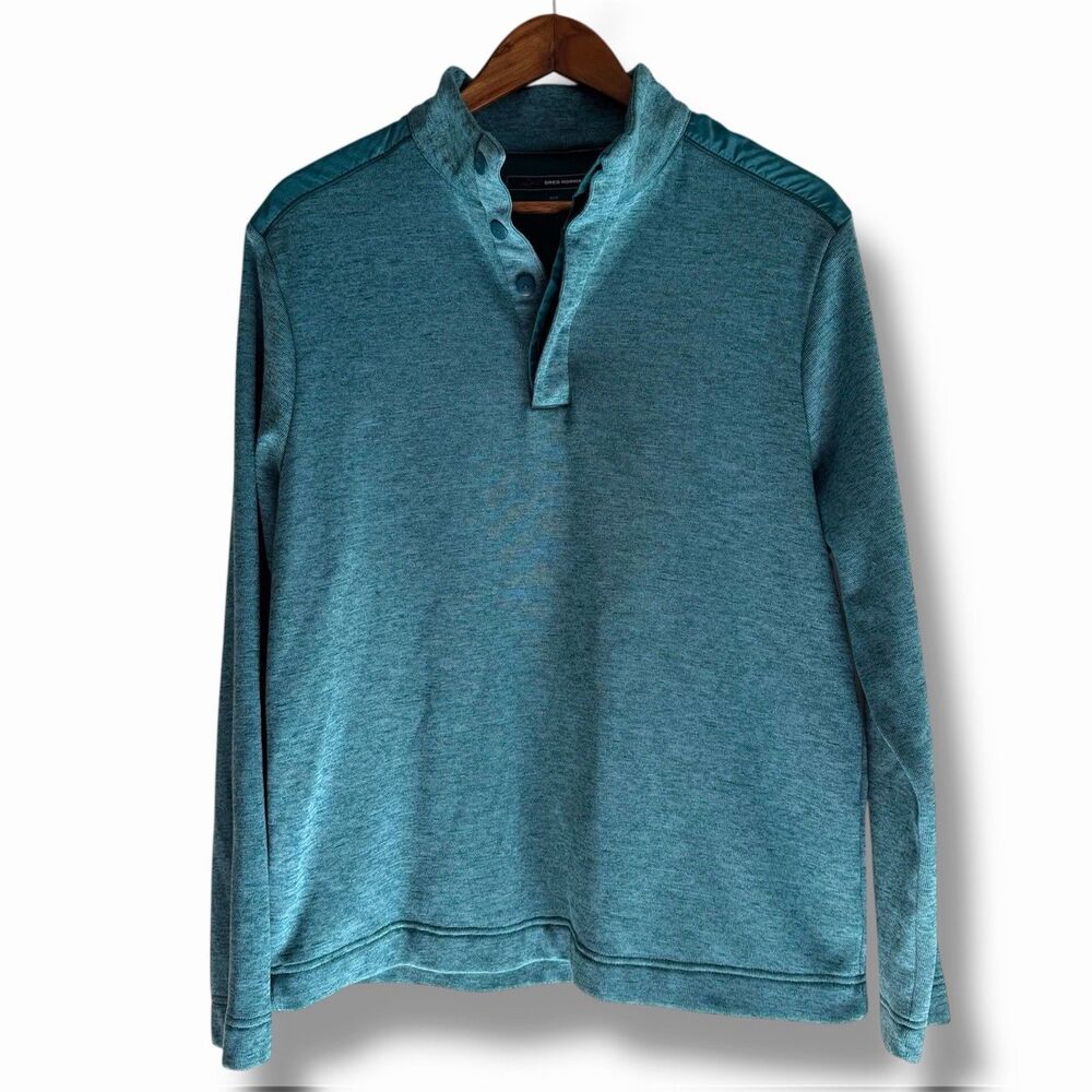 Greg Norman Mens Medium Teal Pullover Mock Neck Golf Sweater Fleece
